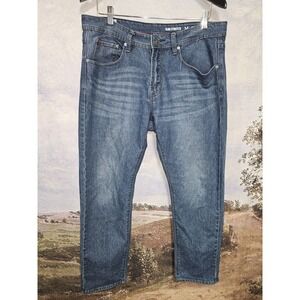 MBX Jeans Mens 34x30 Blue Slim Fit Stretch Denim Dark Wash 5 Pocket Casual